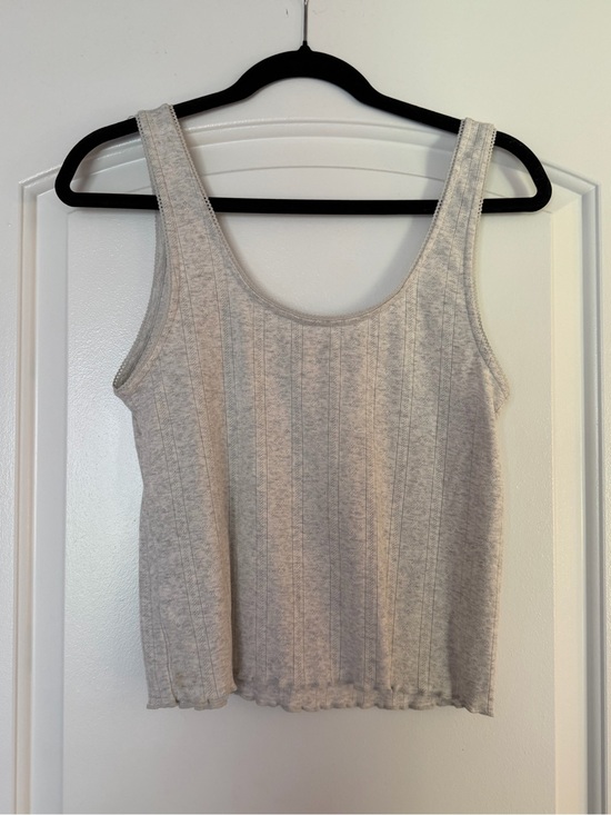 American Eagle Outfitters Tops - American Eagle Outfitters Light Gray Scoop Neck Pointelle Tank